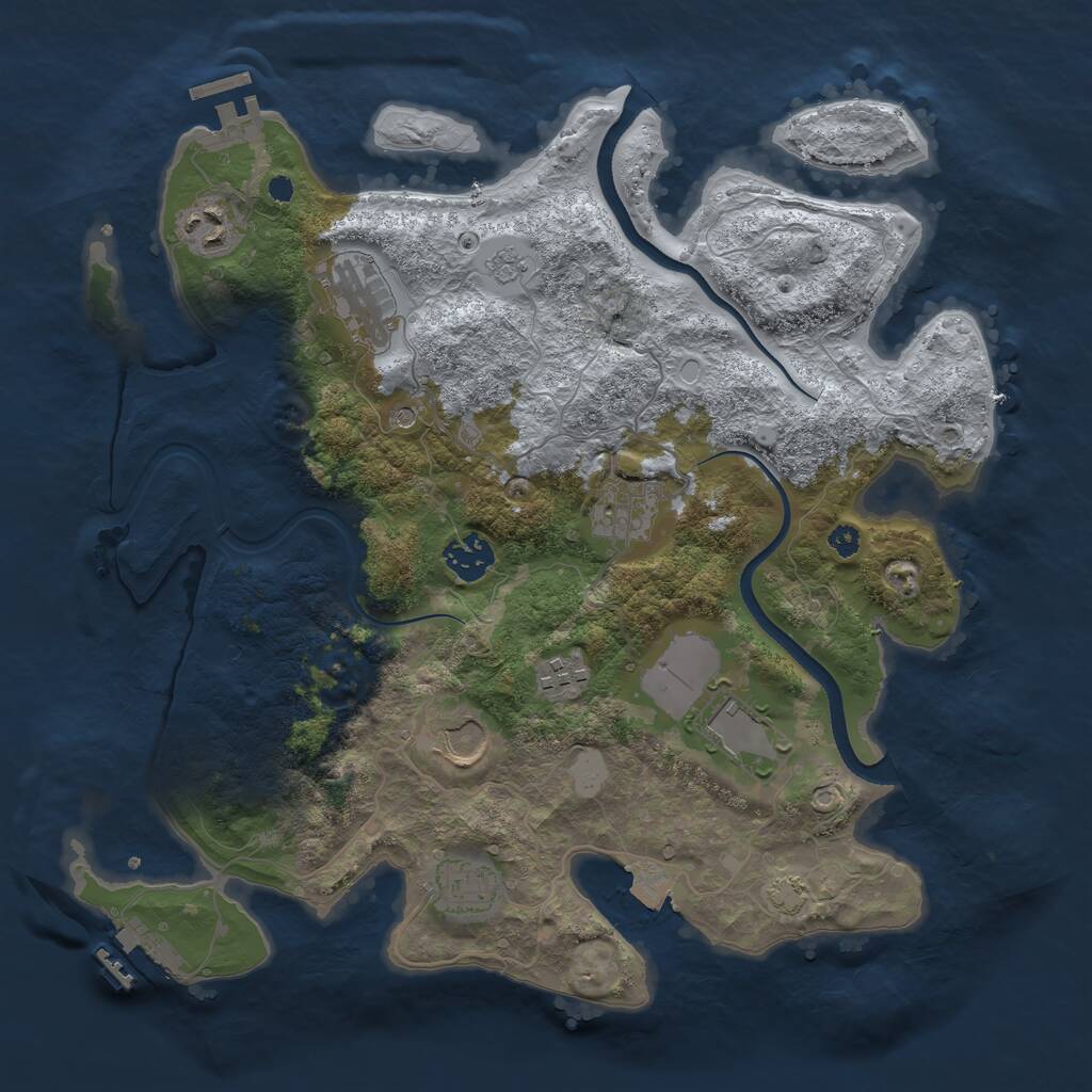 Rust Map: Procedural Map, Size: 3500, Seed: 602515868, 14 Monuments