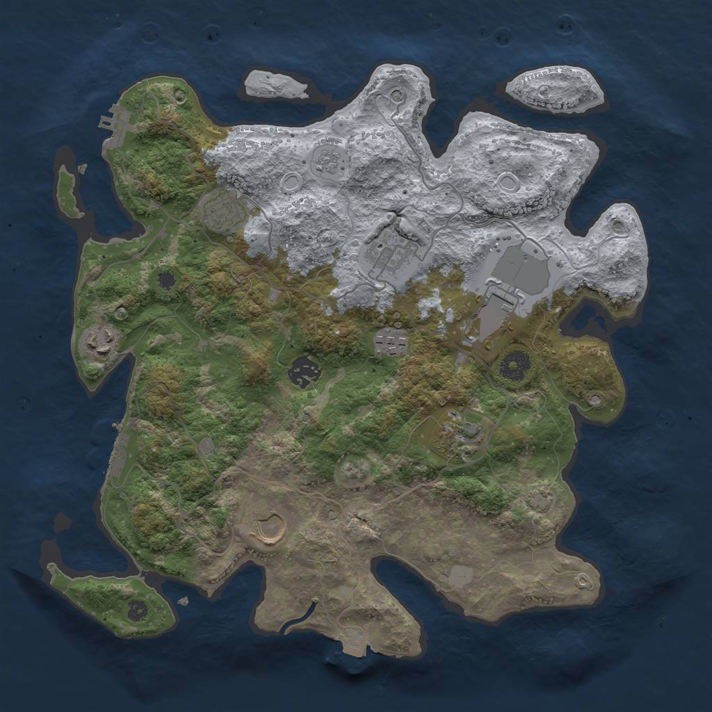 Rust Map: Procedural Map, Size: 3500, Seed: 602515868, 16 Monuments