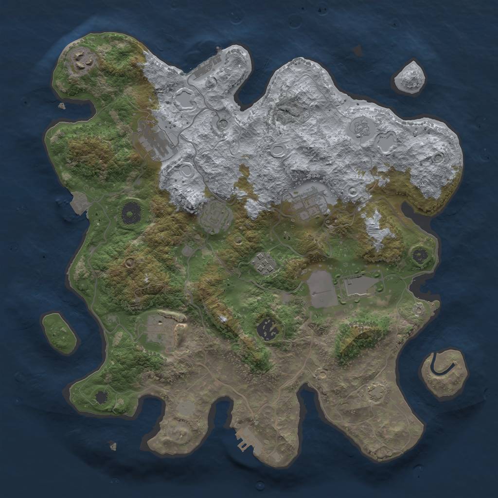 Rust Map: Procedural Map, Size: 3500, Seed: 720875078, 16 Monuments