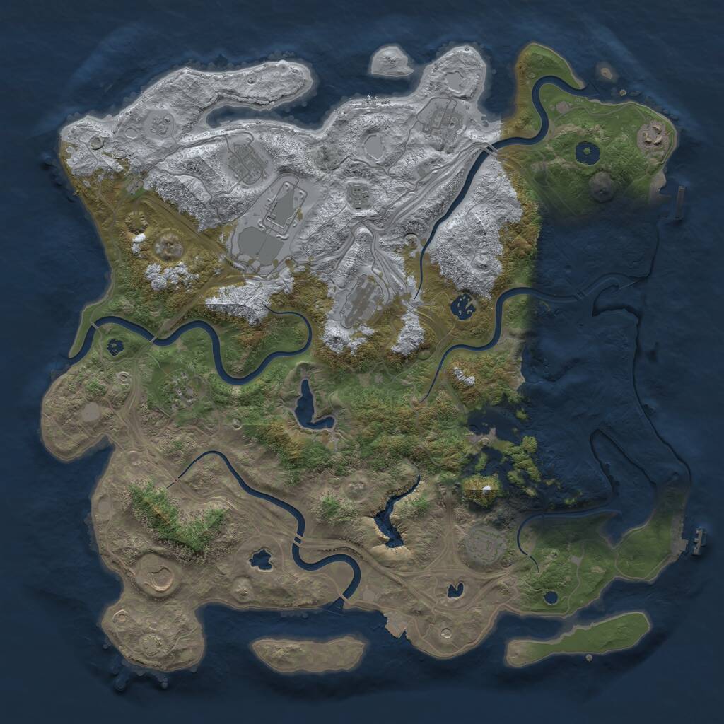 Rust Map: Procedural Map, Size: 4500, Seed: 343365085, 17 Monuments