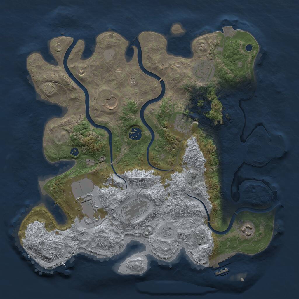Rust Map: Procedural Map, Size: 3500, Seed: 768665769, 14 Monuments