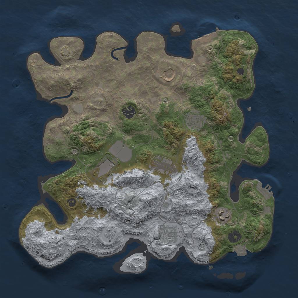 Rust Map: Procedural Map, Size: 3500, Seed: 768665769, 15 Monuments