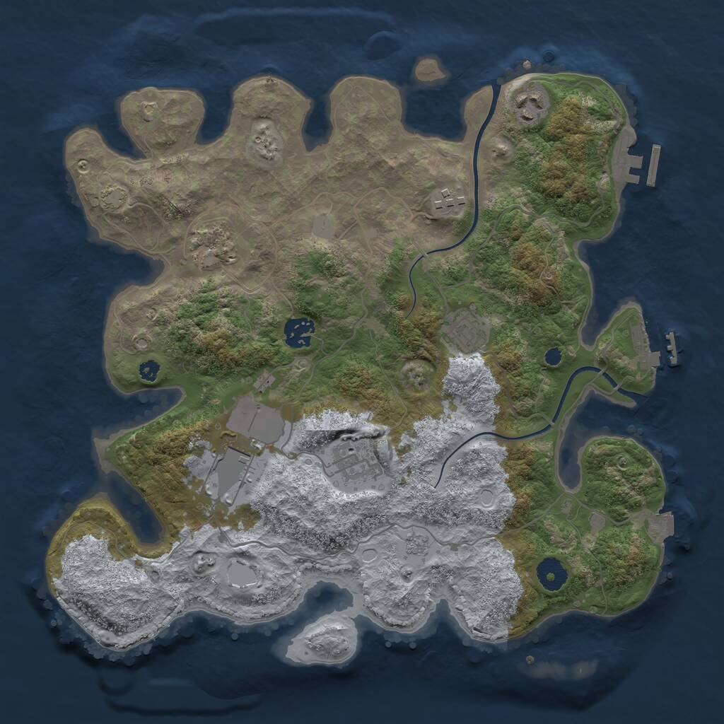 Rust Map: Procedural Map, Size: 3500, Seed: 768665769, 12 Monuments