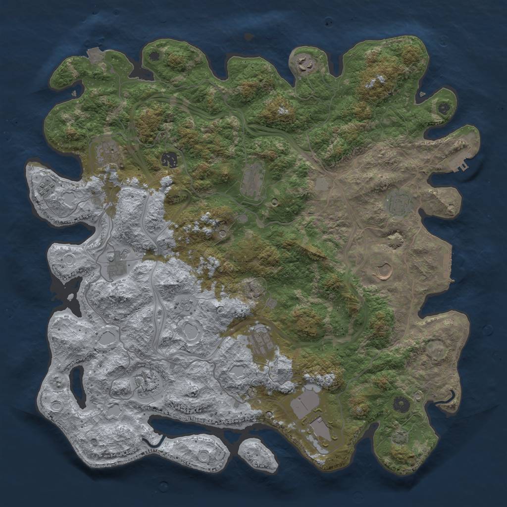 Rust Map: Procedural Map, Size: 4500, Seed: 9999993, 19 Monuments