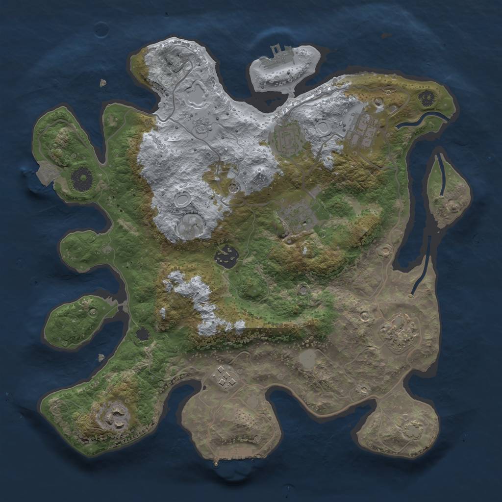 Rust Map: Procedural Map, Size: 3300, Seed: 1555064939, 15 Monuments