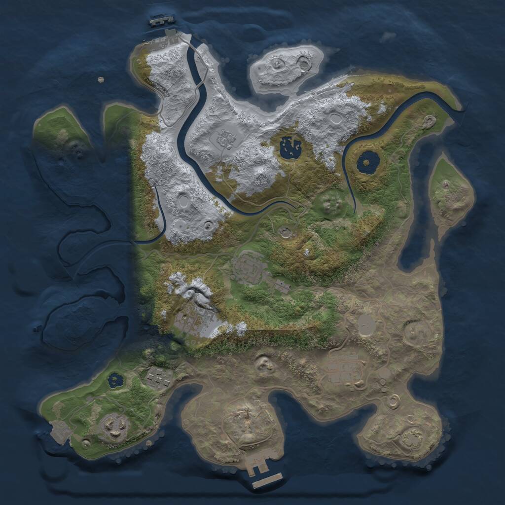 Rust Map: Procedural Map, Size: 3300, Seed: 1555064939, 12 Monuments