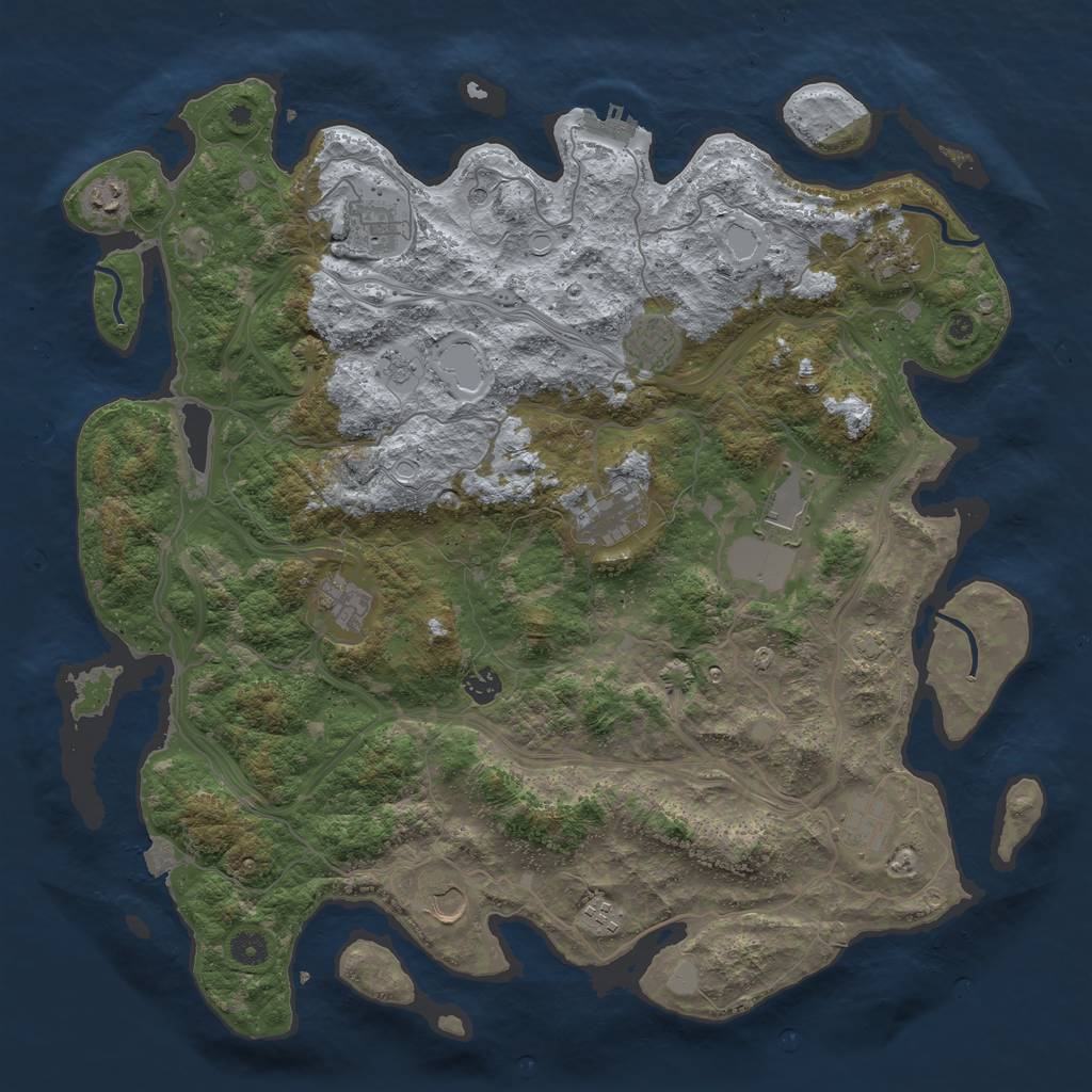 Rust Map: Procedural Map, Size: 4500, Seed: 2029196313, 18 Monuments