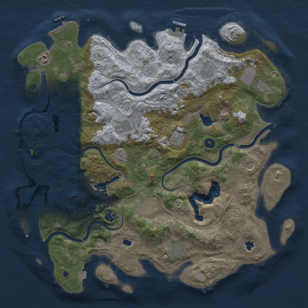 Rust Map: Procedural Map, Size: 4500, Seed: 2029196313, 17 Monuments