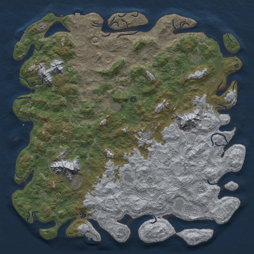 Rust Map: Procedural Map, Size: 6000, Seed: 917948281, 19 Monuments