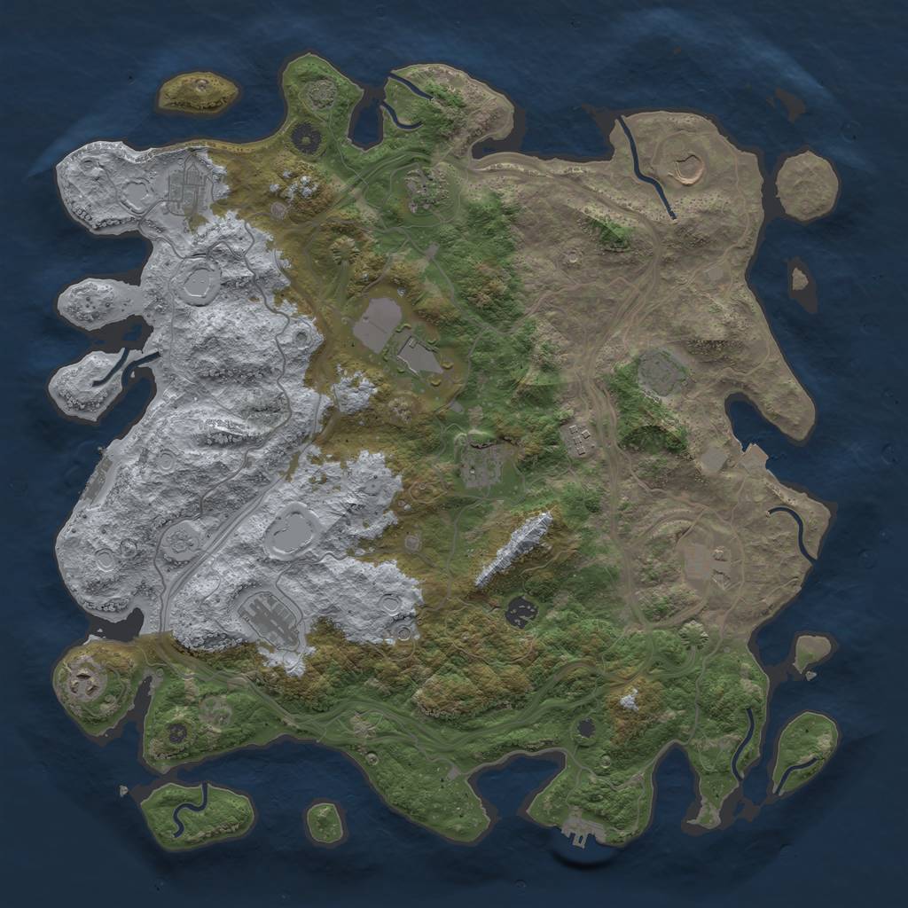Rust Map: Procedural Map, Size: 4500, Seed: 1488148847, 19 Monuments