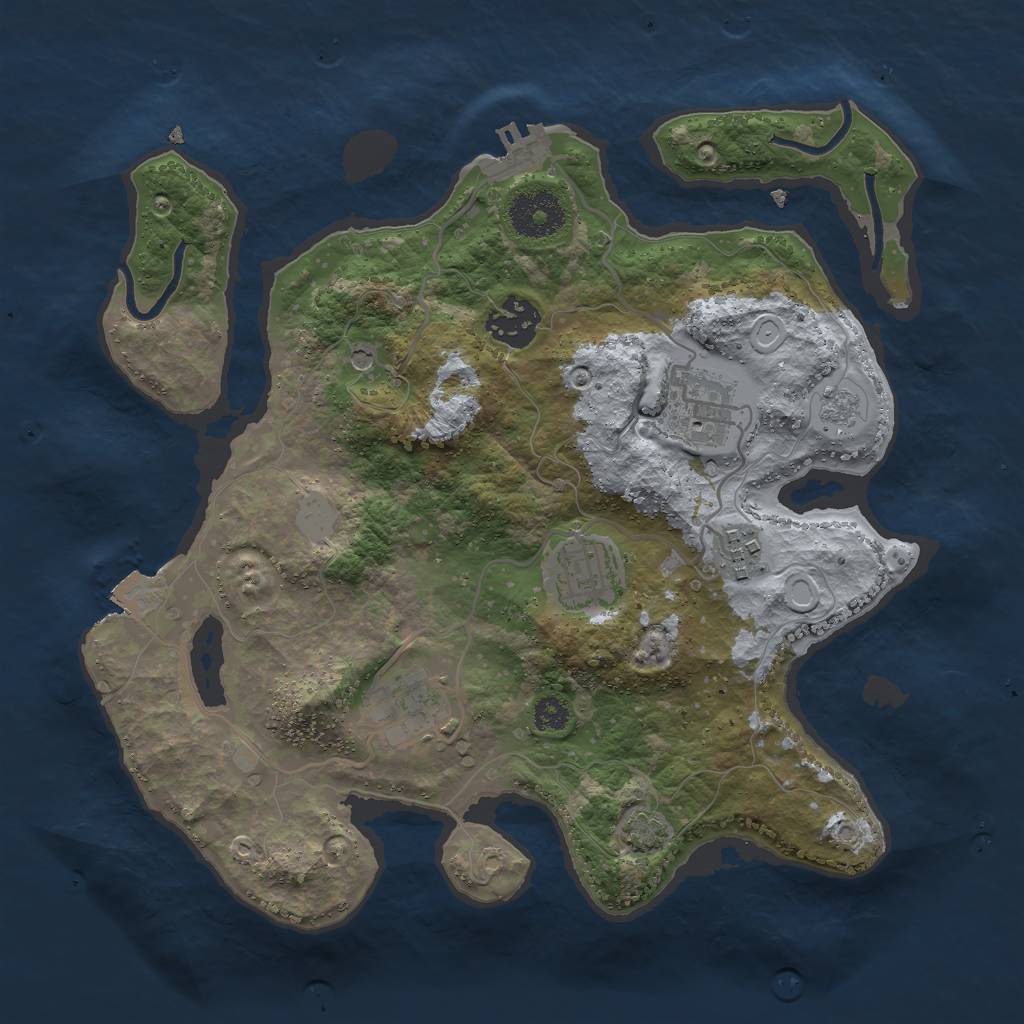 Rust Map: Procedural Map, Size: 3000, Seed: 1988479735, 12 Monuments