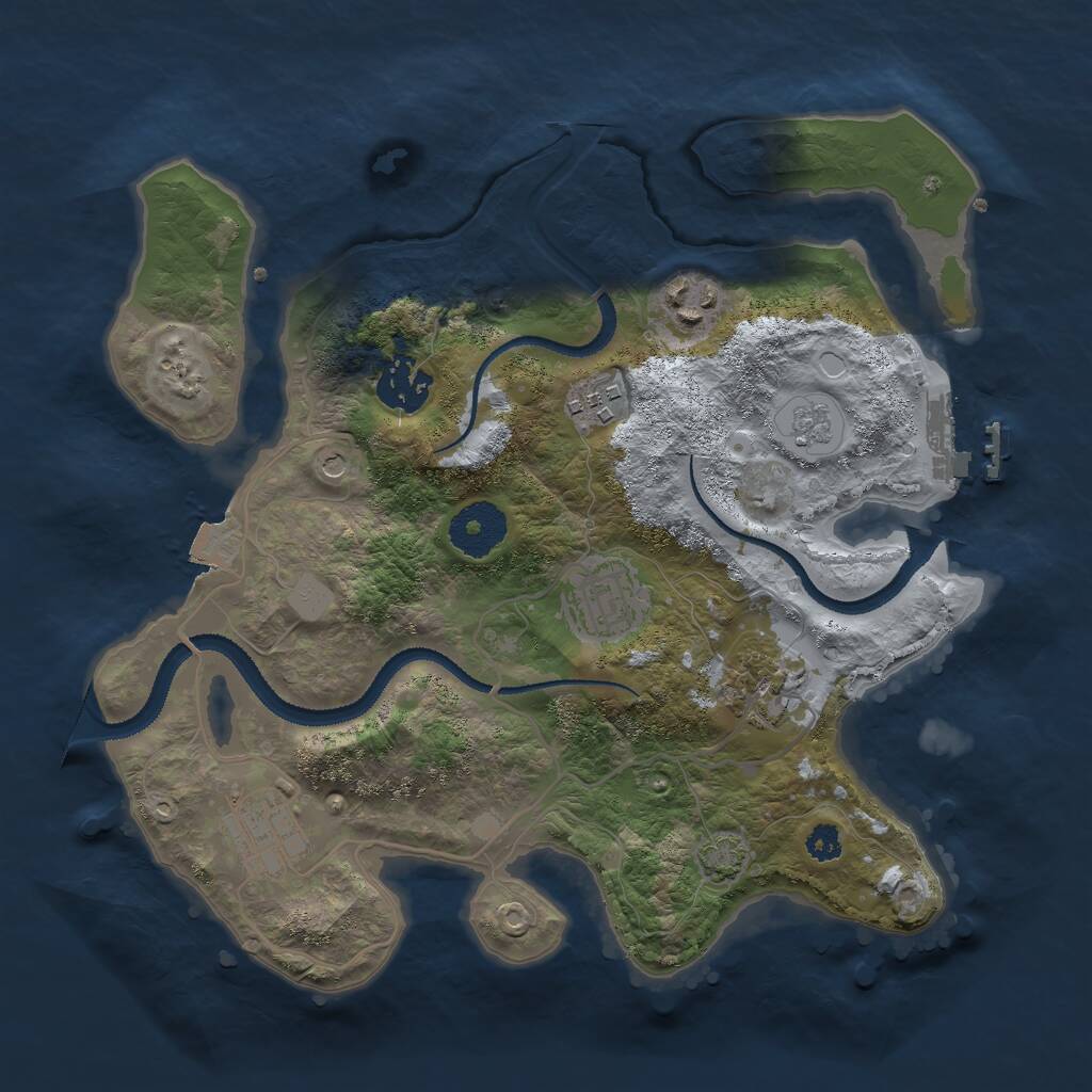 Rust Map: Procedural Map, Size: 3000, Seed: 1988479735, 11 Monuments