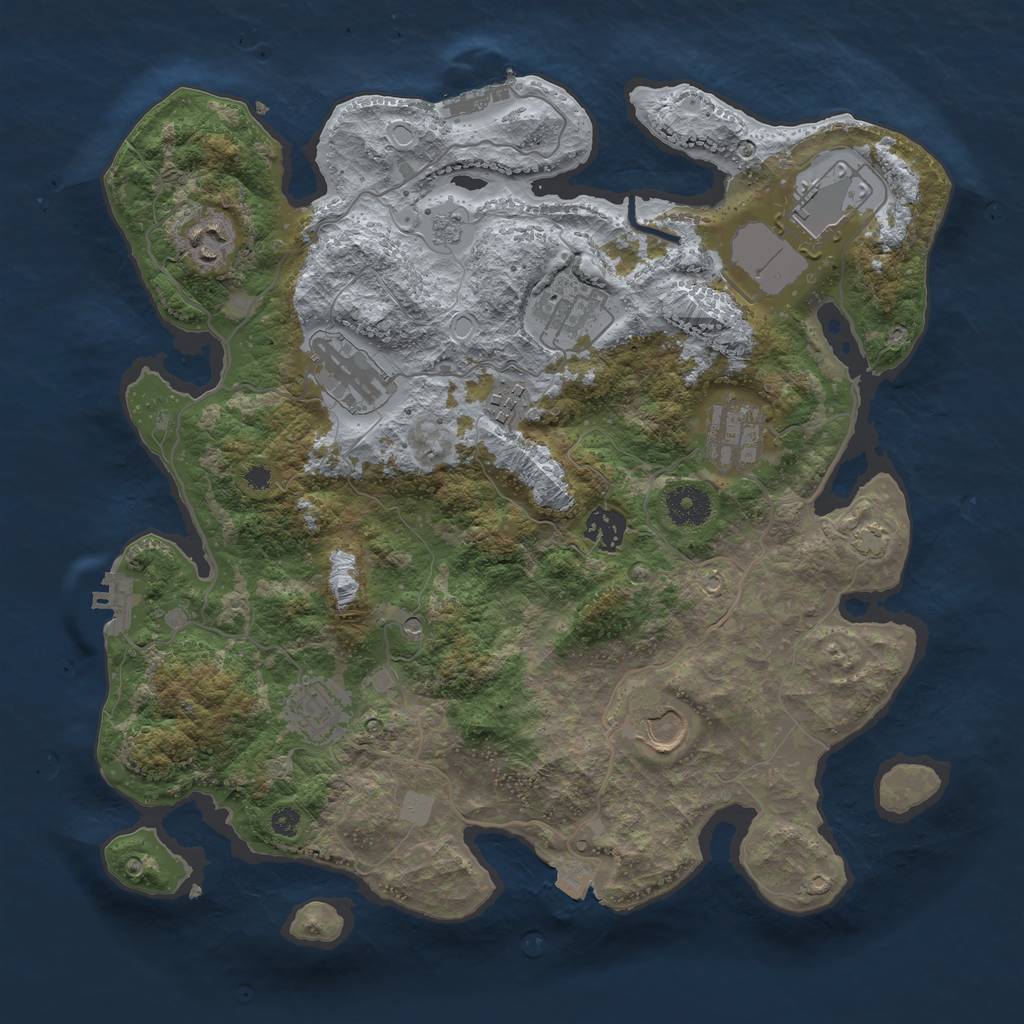 Rust Map: Procedural Map, Size: 3600, Seed: 10128, 17 Monuments