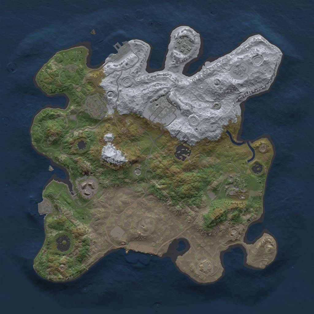 Rust Map: Procedural Map, Size: 3000, Seed: 65401193, 14 Monuments