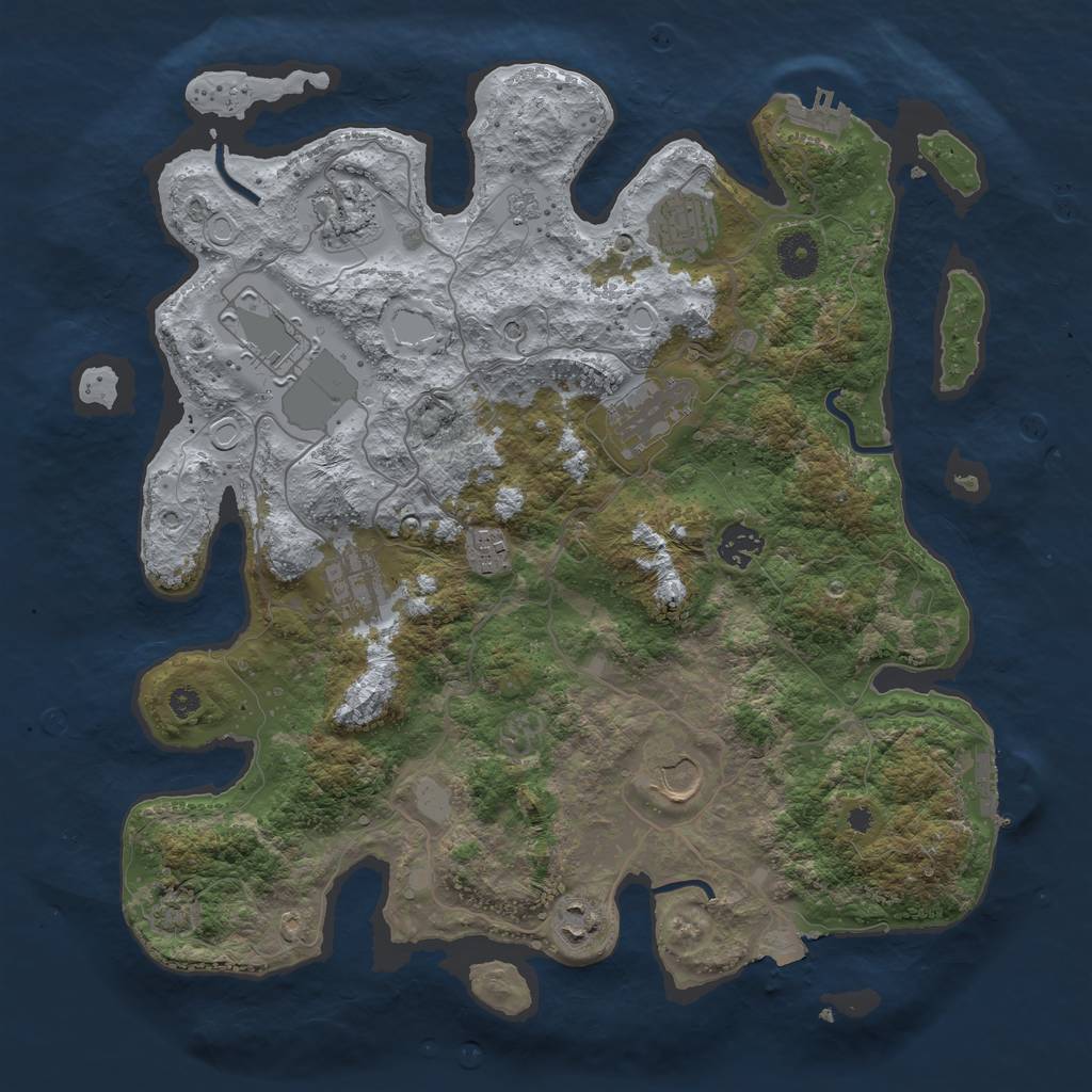 Rust Map: Procedural Map, Size: 3750, Seed: 1406900473, 17 Monuments