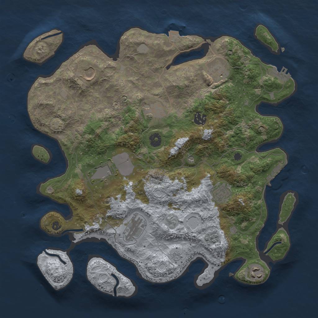 Rust Map: Procedural Map, Size: 3600, Seed: 304, 17 Monuments