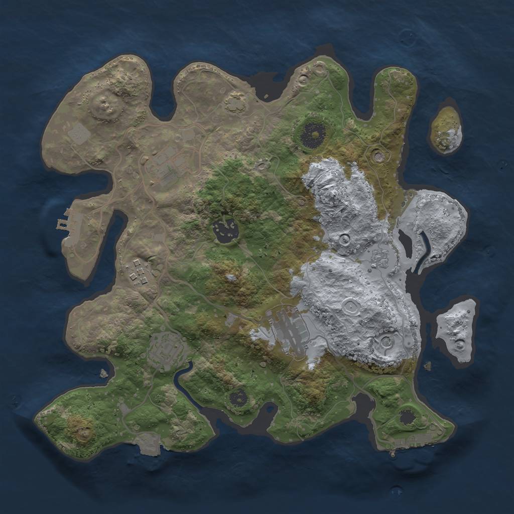 Rust Map: Procedural Map, Size: 3000, Seed: 22843, 13 Monuments
