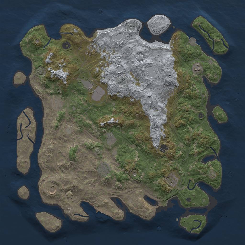 Rust Map: Procedural Map, Size: 4500, Seed: 264256993, 18 Monuments