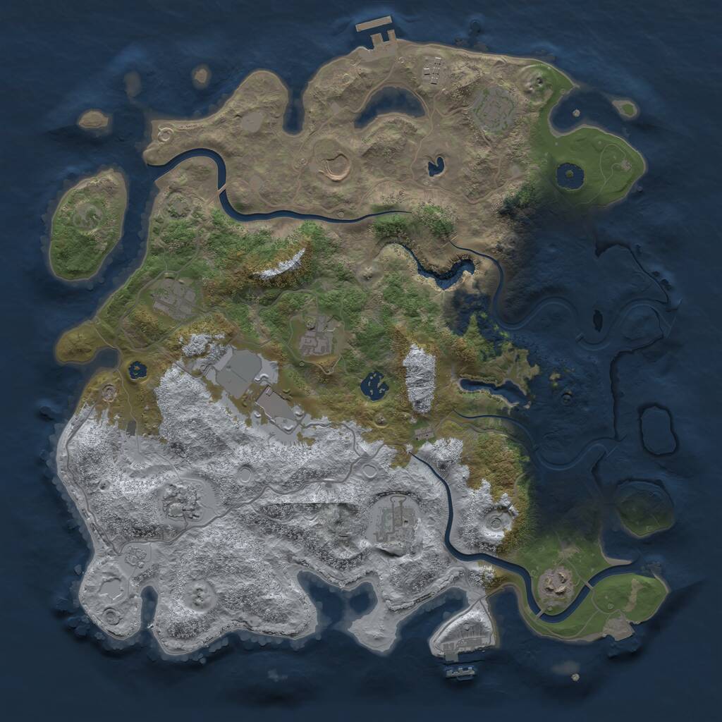 Rust Map: Procedural Map, Size: 4000, Seed: 735089084, 16 Monuments