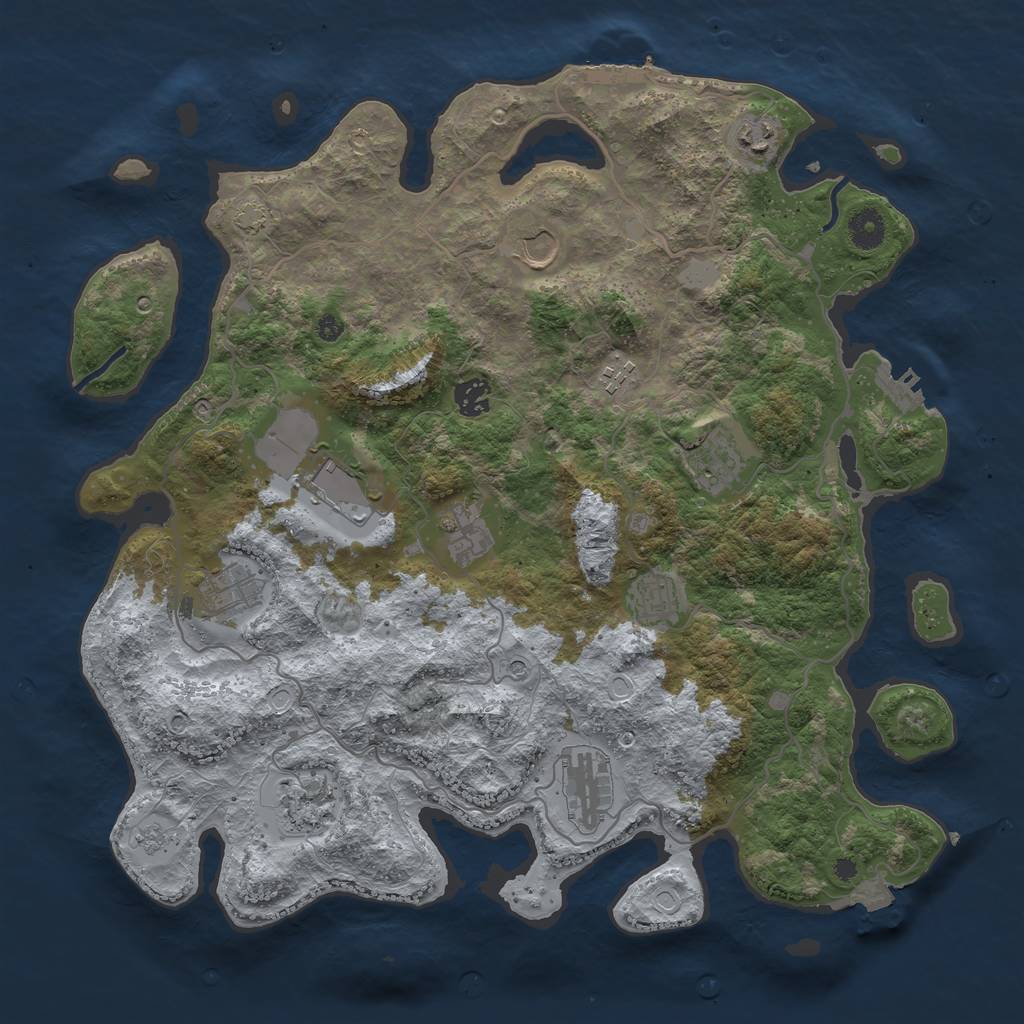 Rust Map: Procedural Map, Size: 4000, Seed: 735089084, 19 Monuments