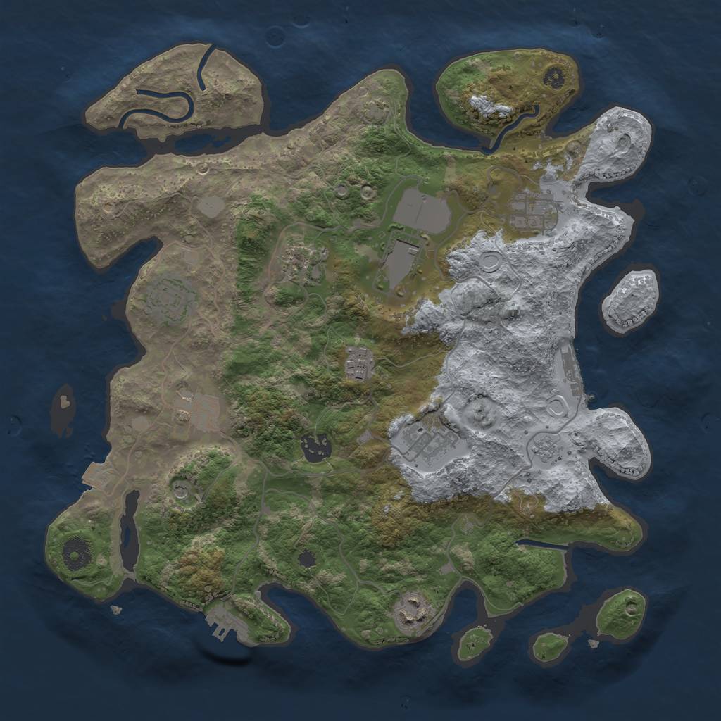 Rust Map: Procedural Map, Size: 3500, Seed: 918788188, 17 Monuments