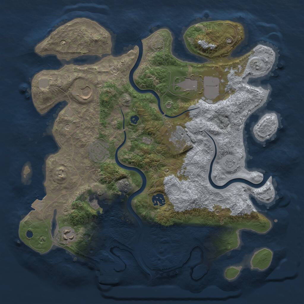 Rust Map: Procedural Map, Size: 3500, Seed: 918788188, 13 Monuments