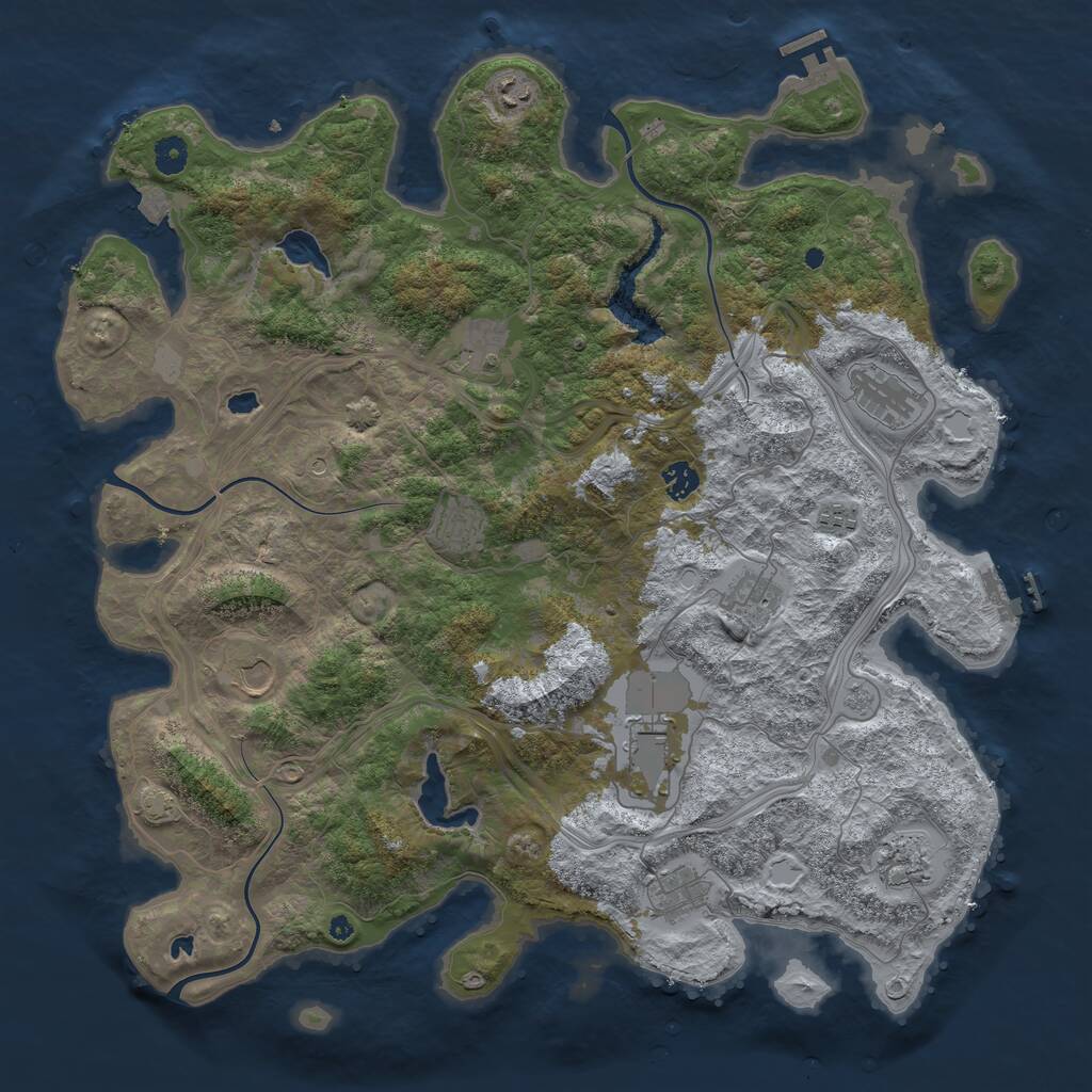 Rust Map: Procedural Map, Size: 4500, Seed: 80947087, 17 Monuments