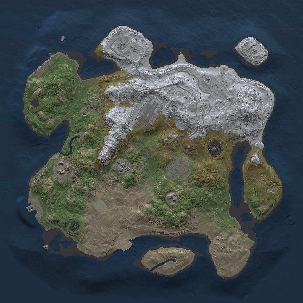Rust Map: Procedural Map, Size: 3000, Seed: 234124, 12 Monuments