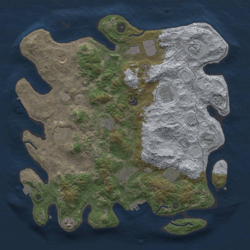 Rust Map: Procedural Map, Size: 4000, Seed: 1068155435, 19 Monuments