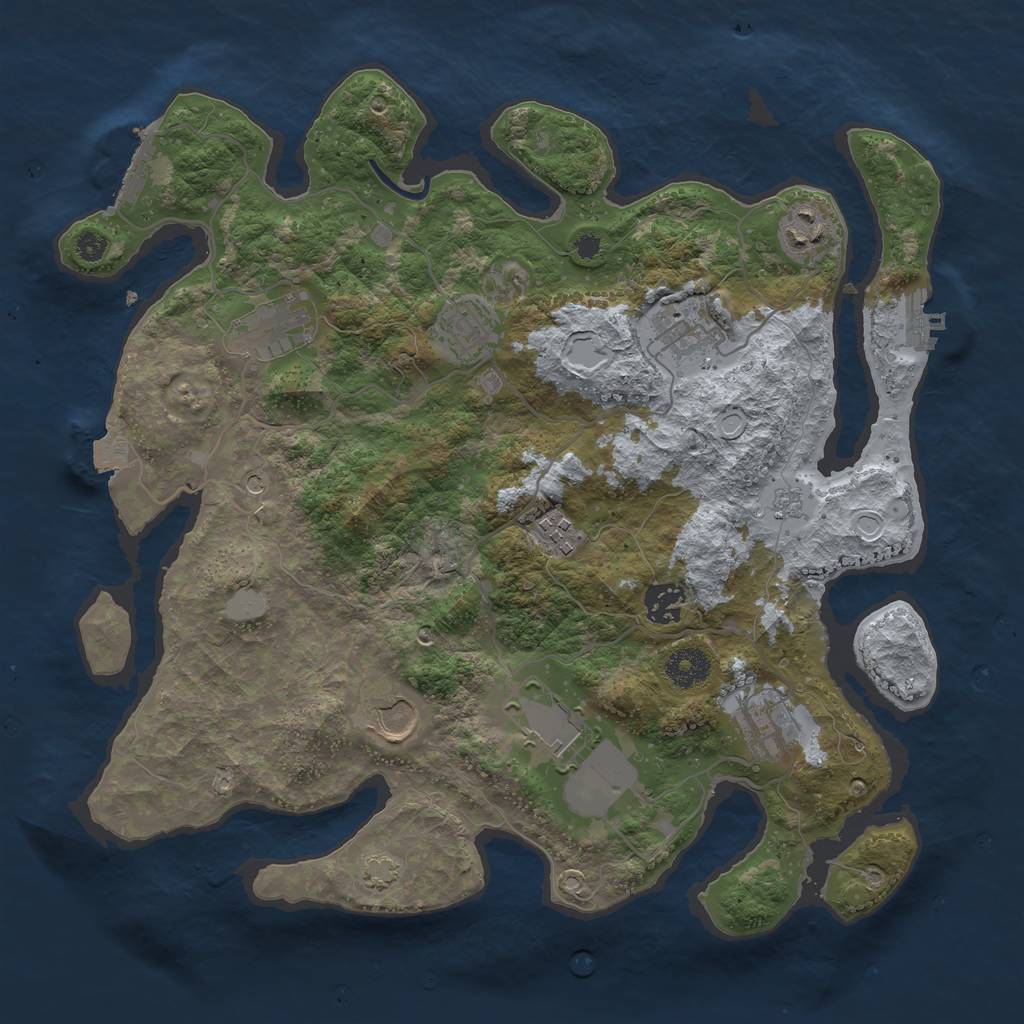 Rust Map: Procedural Map, Size: 3600, Seed: 12004, 17 Monuments