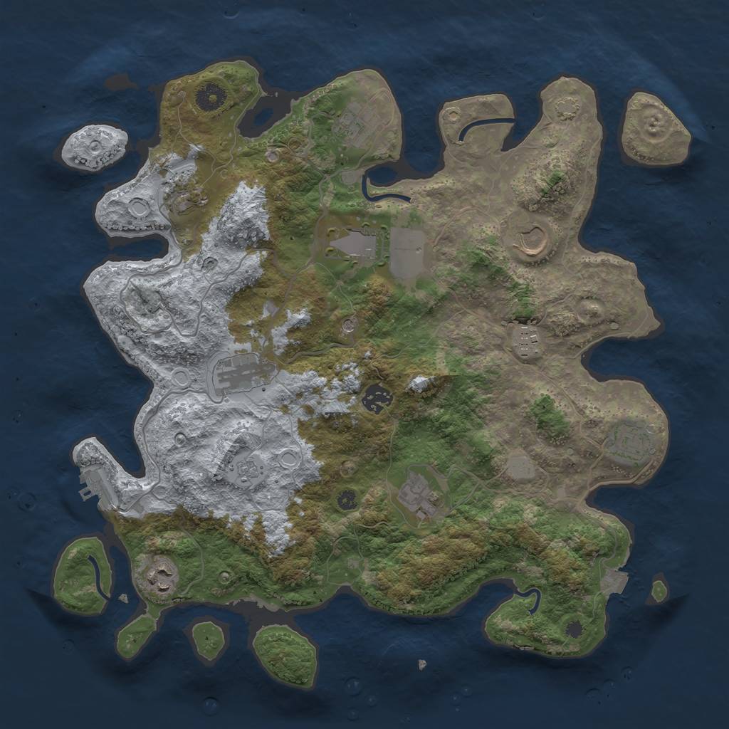 Rust Map: Procedural Map, Size: 3800, Seed: 18540670, 17 Monuments