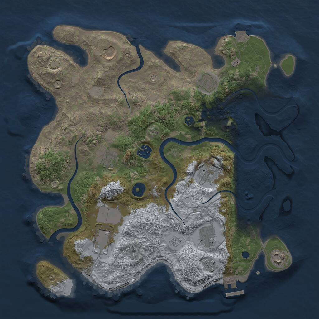 Rust Map: Procedural Map, Size: 3500, Seed: 240768963, 14 Monuments