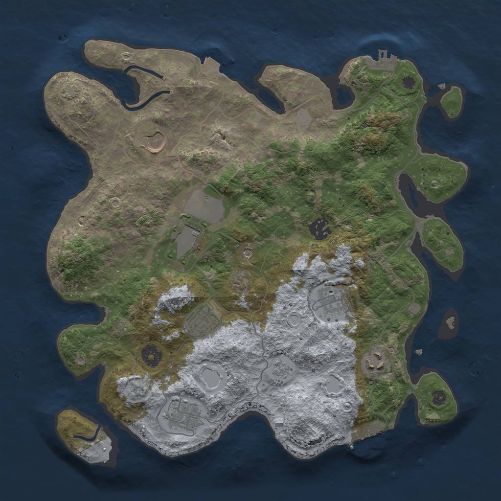 Rust Map: Procedural Map, Size: 3500, Seed: 240768963, 15 Monuments