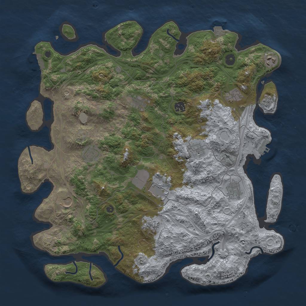 Rust Map: Procedural Map, Size: 4250, Seed: 24501, 19 Monuments