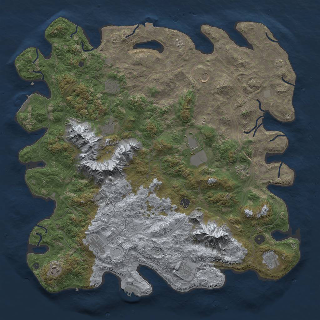 Rust Map: Procedural Map, Size: 5000, Seed: 1036973860, 19 Monuments