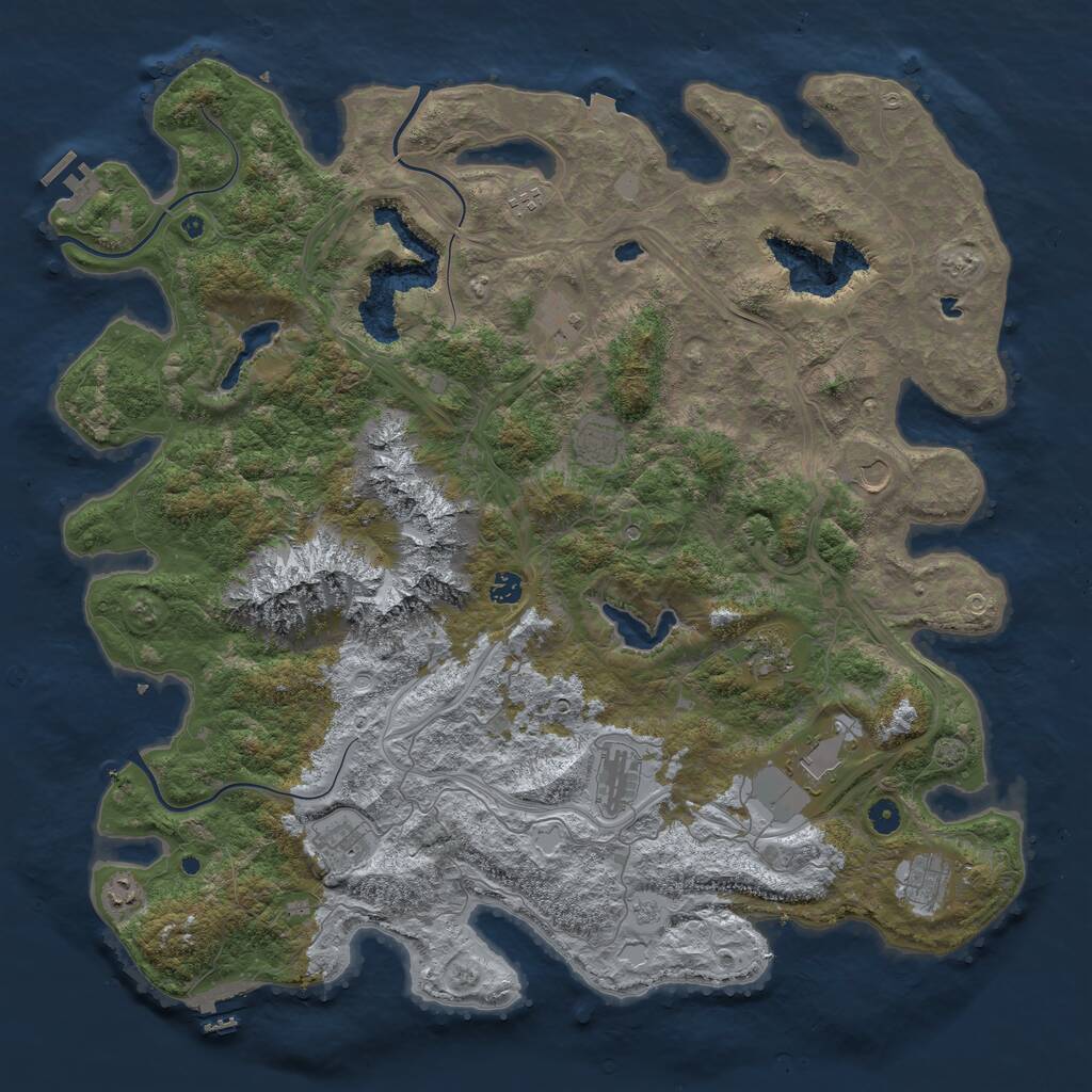 Rust Map: Procedural Map, Size: 5000, Seed: 1036973860, 17 Monuments