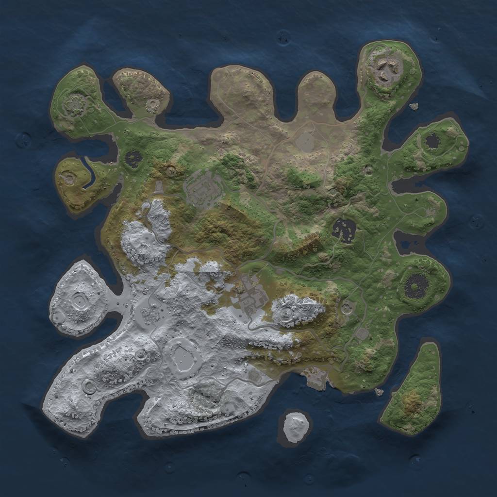 Rust Map: Procedural Map, Size: 3000, Seed: 968423288, 10 Monuments