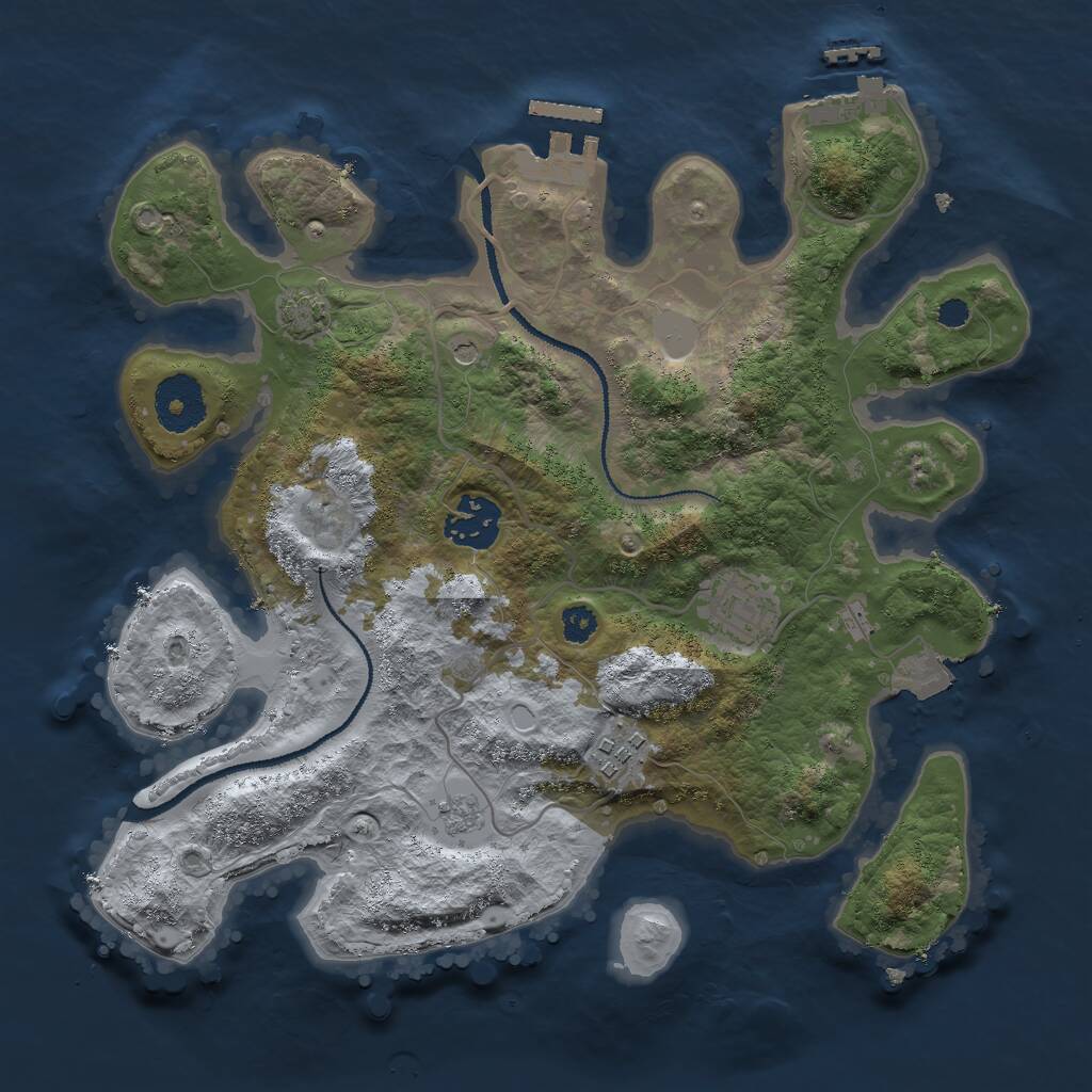 Rust Map: Procedural Map, Size: 3000, Seed: 968423288, 9 Monuments