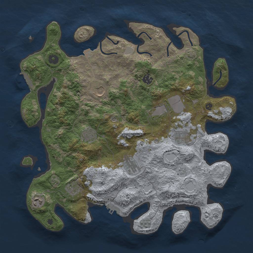 Rust Map: Procedural Map, Size: 3750, Seed: 357919024, 17 Monuments