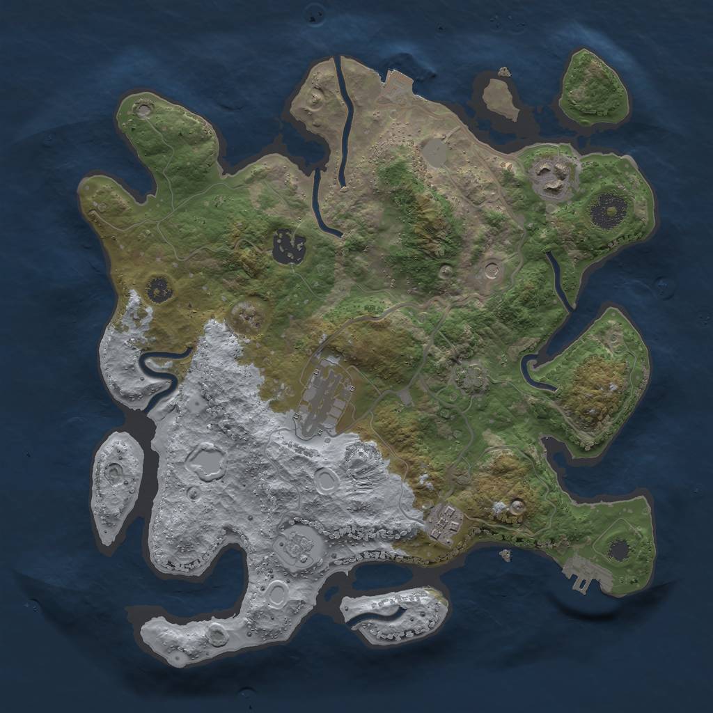 Rust Map: Procedural Map, Size: 3000, Seed: 8307942, 11 Monuments