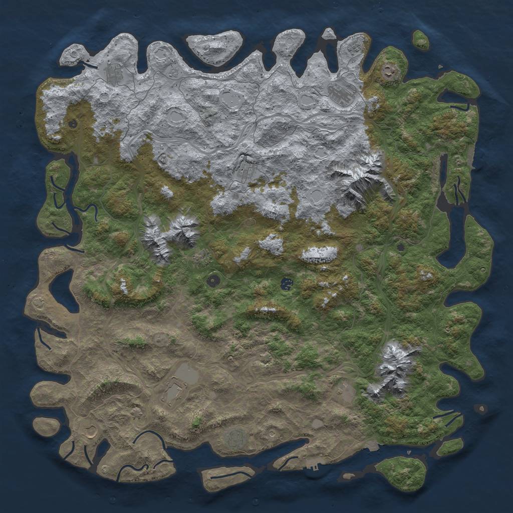 Rust Map: Procedural Map, Size: 6000, Seed: 338904539, 19 Monuments