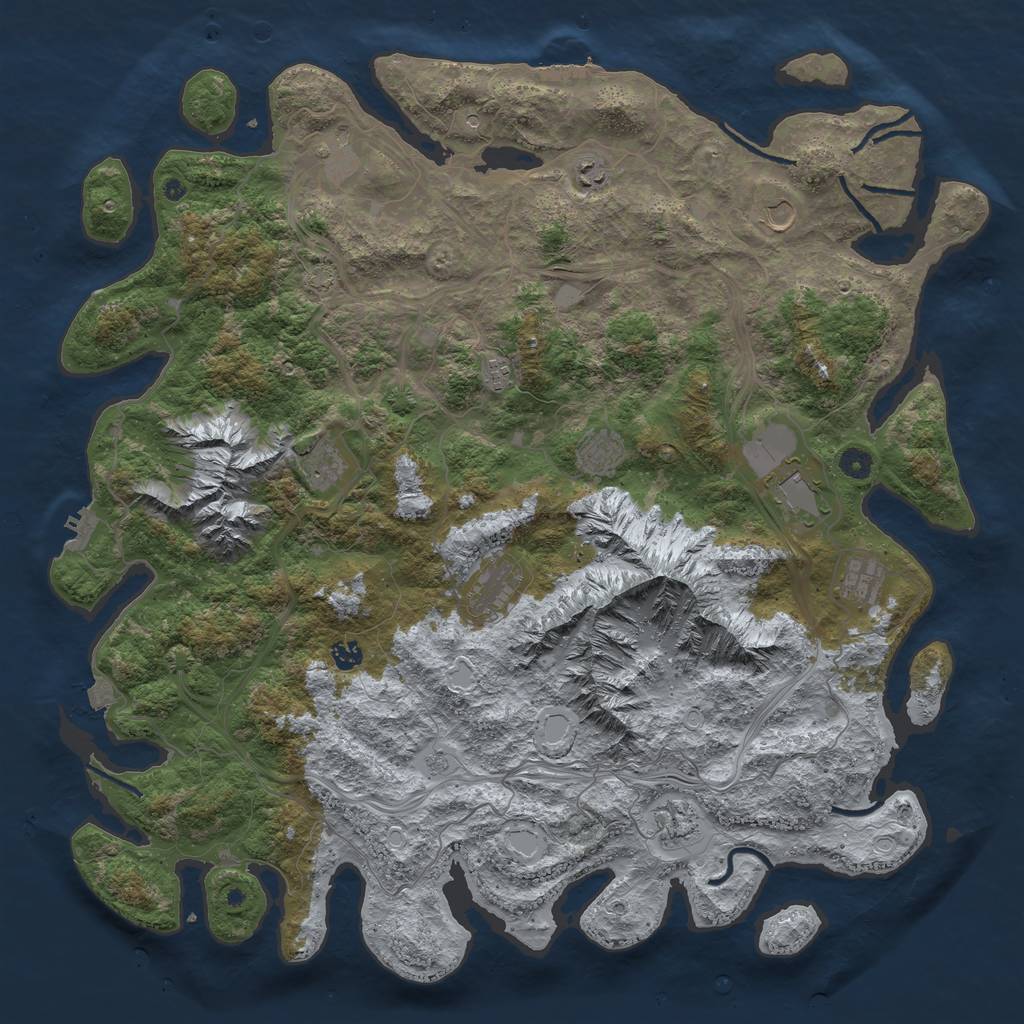 Rust Map: Procedural Map, Size: 5000, Seed: 2115072156, 19 Monuments