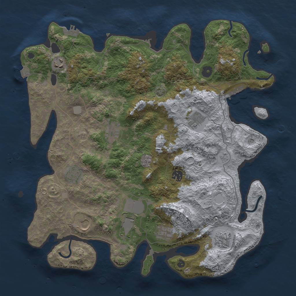 Rust Map: Procedural Map, Size: 4000, Seed: 398221439, 18 Monuments