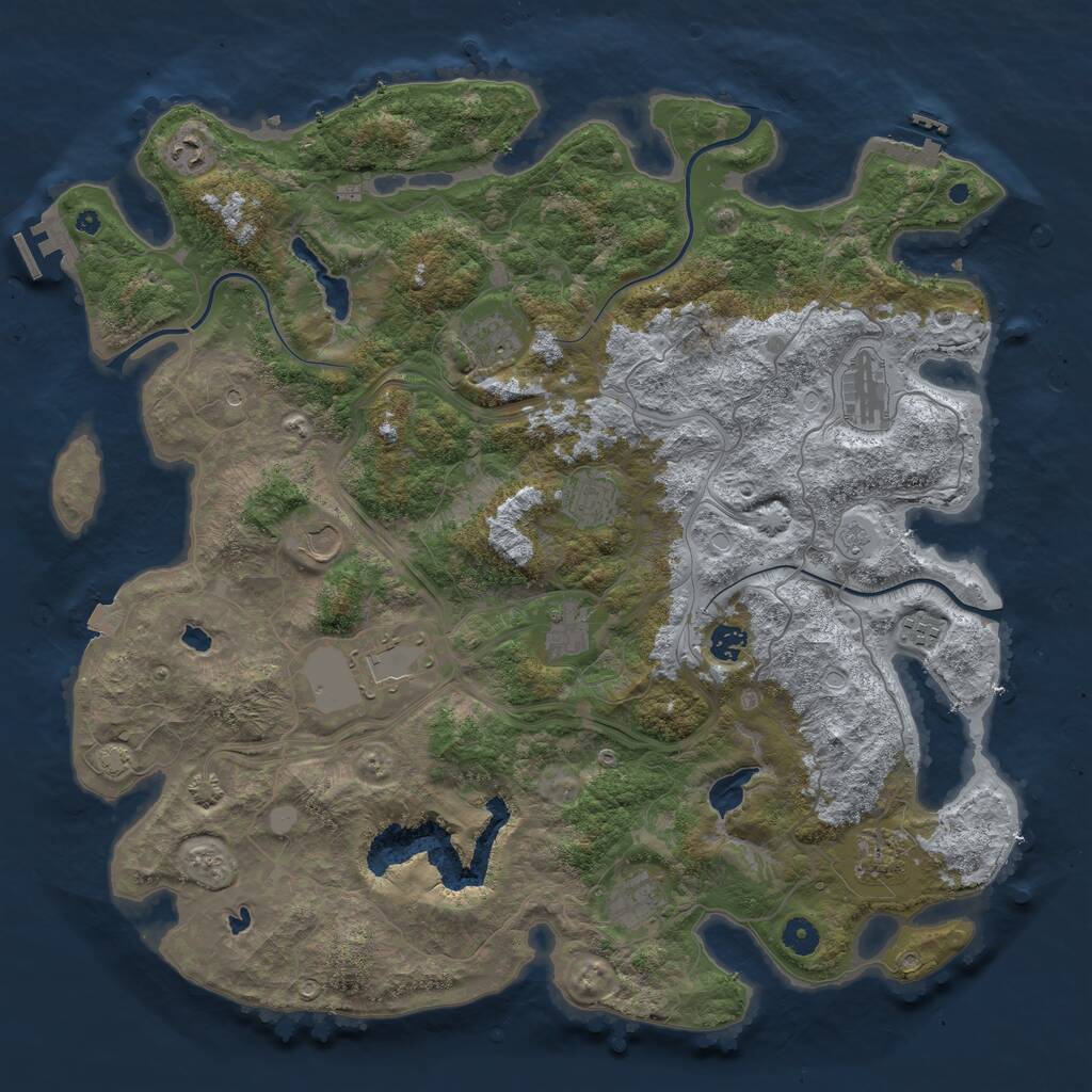 Rust Map: Procedural Map, Size: 4500, Seed: 863829905, 17 Monuments