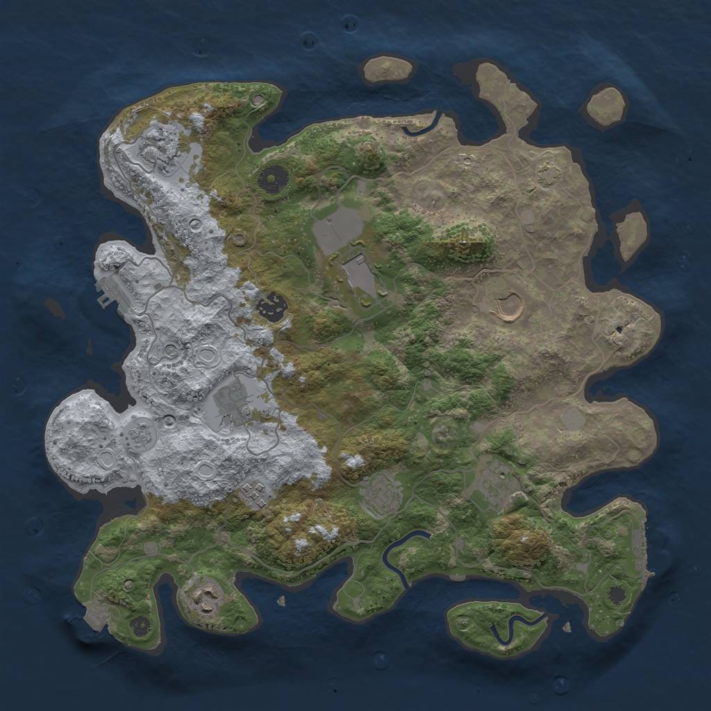 Rust Map: Procedural Map, Size: 3700, Seed: 39091, 17 Monuments