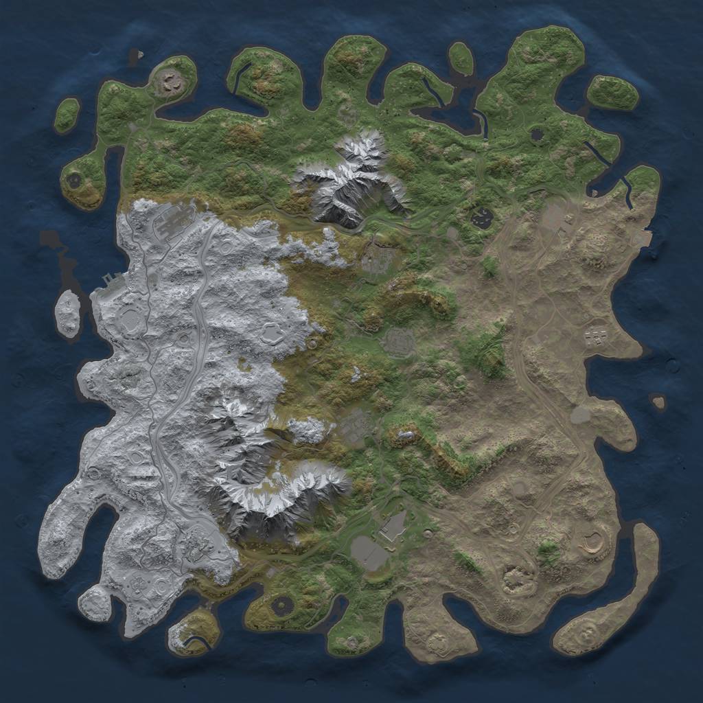 Rust Map: Procedural Map, Size: 5000, Seed: 731, 18 Monuments