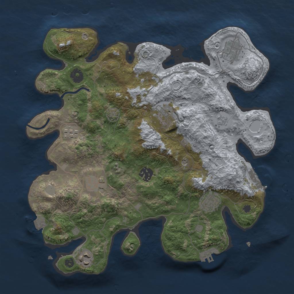 Rust Map: Procedural Map, Size: 3250, Seed: 1369591361, 15 Monuments