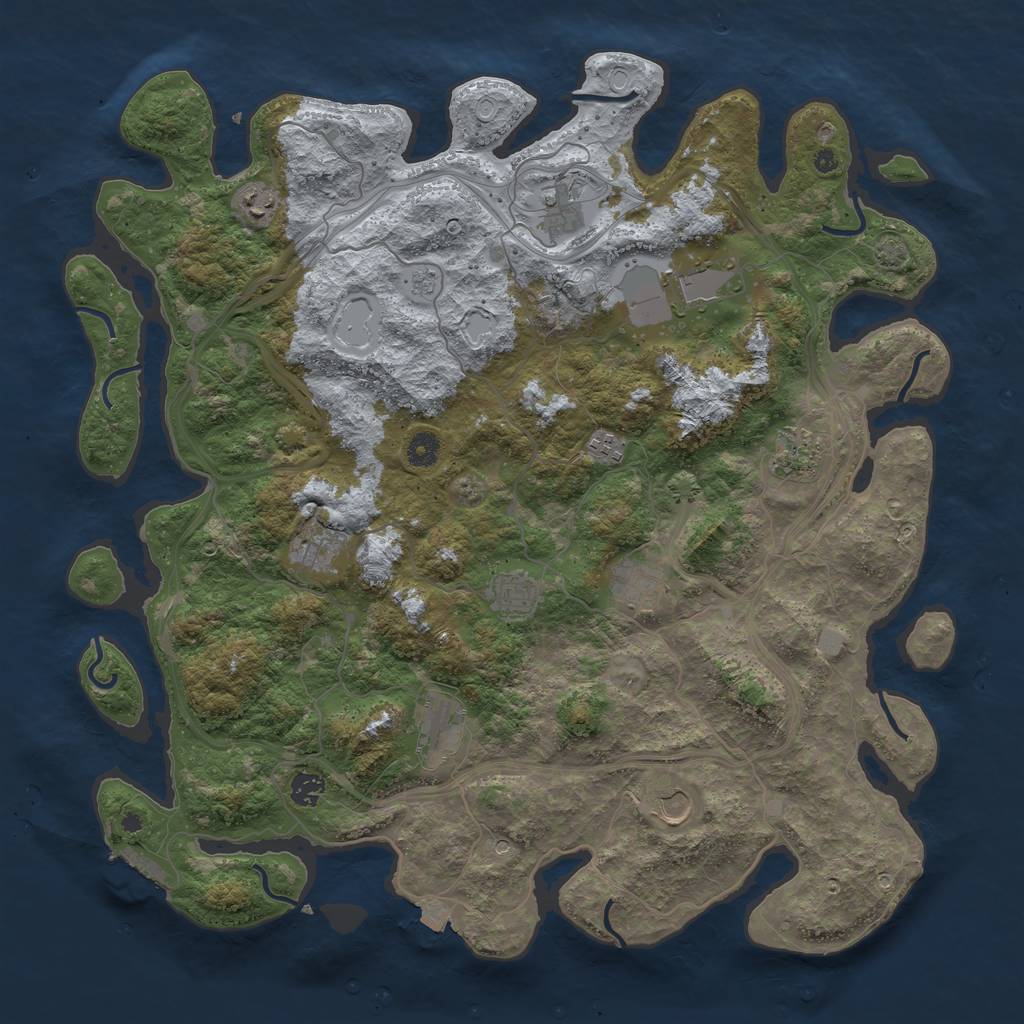 Rust Map: Procedural Map, Size: 4500, Seed: 29253, 18 Monuments