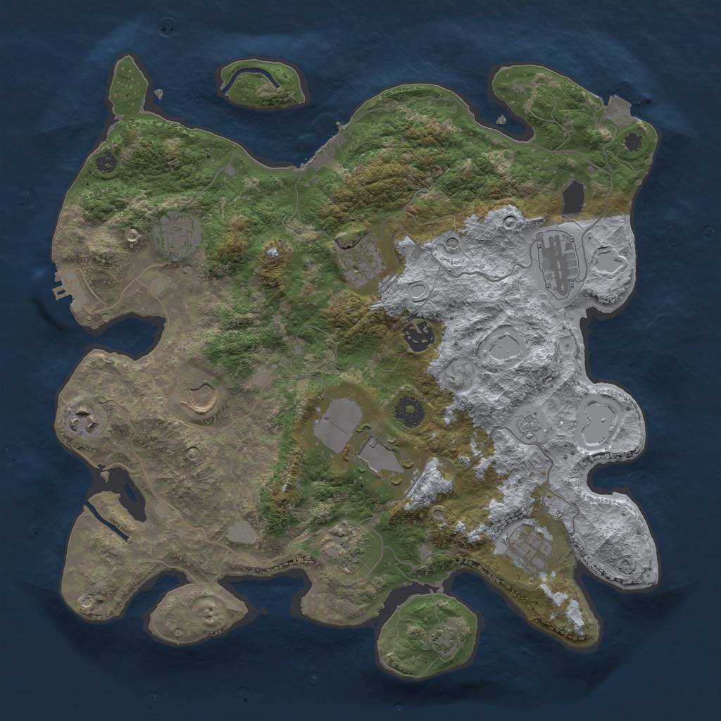 Rust Map: Procedural Map, Size: 3600, Seed: 78400951, 17 Monuments
