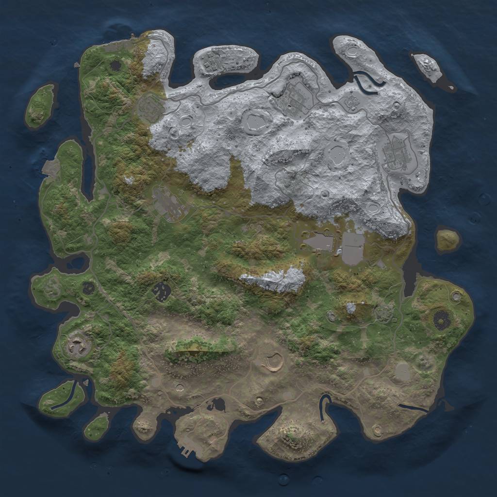 Rust Map: Procedural Map, Size: 4000, Seed: 728, 17 Monuments